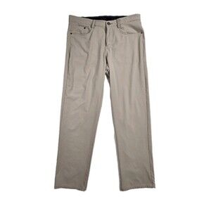 Mens QOR Pants Beige Size 35 Reflective Back Belt Loop 35x32 Polyester Spandex